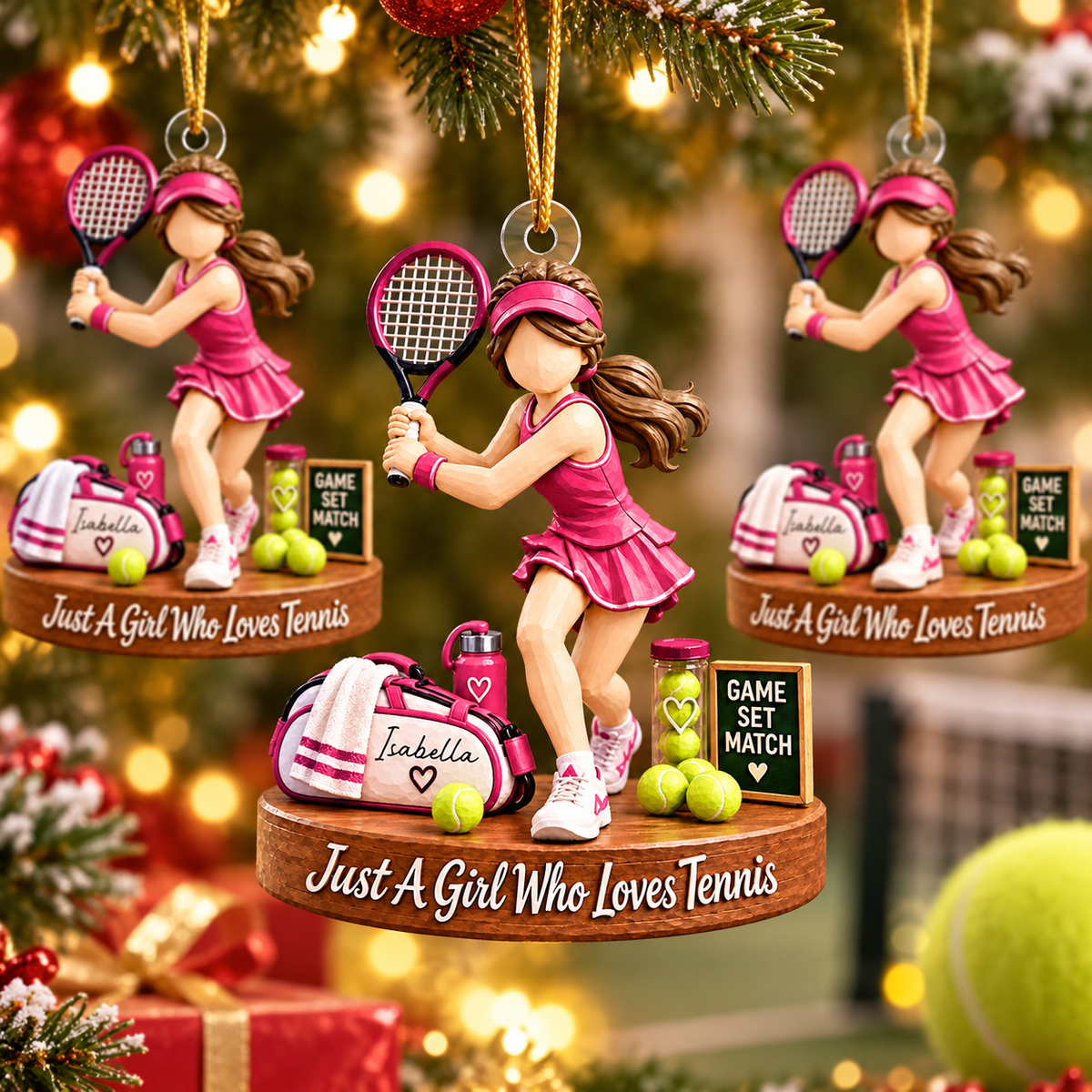 Custom Just A Girl Who Loves Tennis Acrylic Ornament, Unique Holiday Tree Decor, Tennis Player Gift L0411 VH01