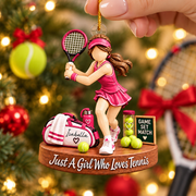 Custom Just A Girl Who Loves Tennis Acrylic Ornament, Unique Holiday Tree Decor, Tennis Player Gift L0411 VH01