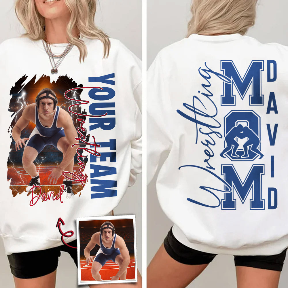 Custom Photo Wrestling Shirt, Personalized Wrestling Mom Shirt, Wrestling Hoodie, Wrestling Dad Sweatshirt T1807 Pt99