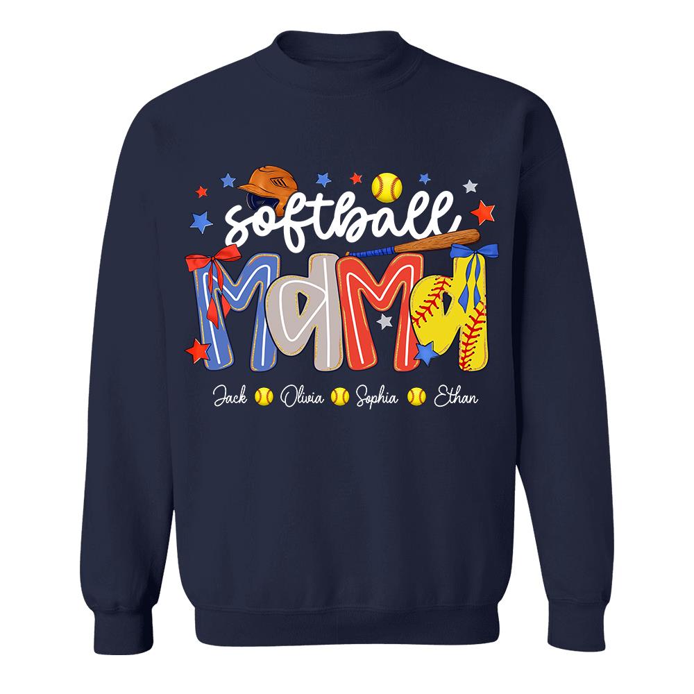 Personalized Softball Mama Shirt, Custom Softball Sports Grandma Nickname Shirt