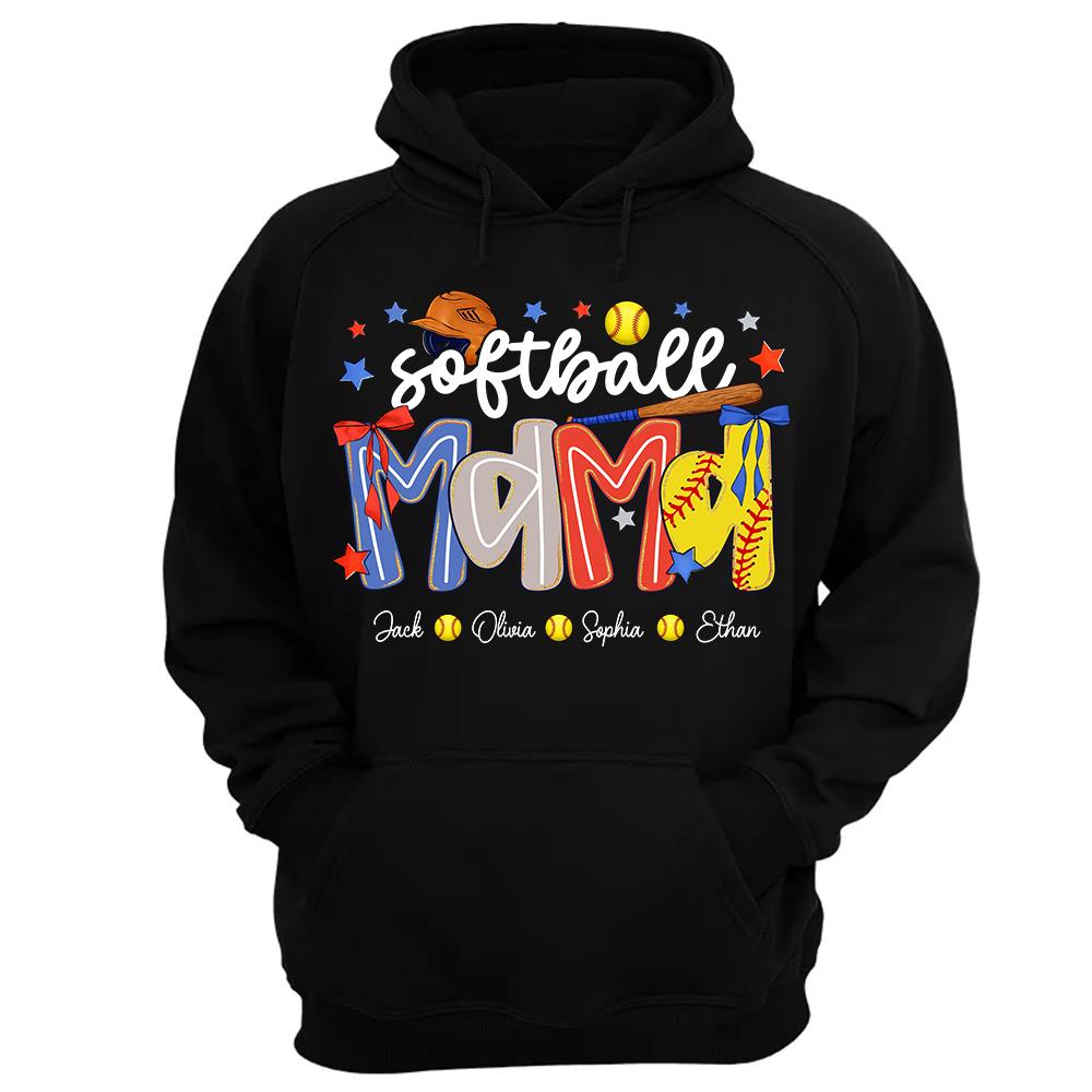 Personalized Softball Mama Shirt, Custom Softball Sports Grandma Nickname Shirt