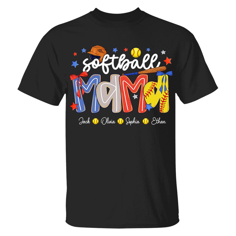 Personalized Softball Mama Shirt, Custom Softball Sports Grandma Nickname Shirt