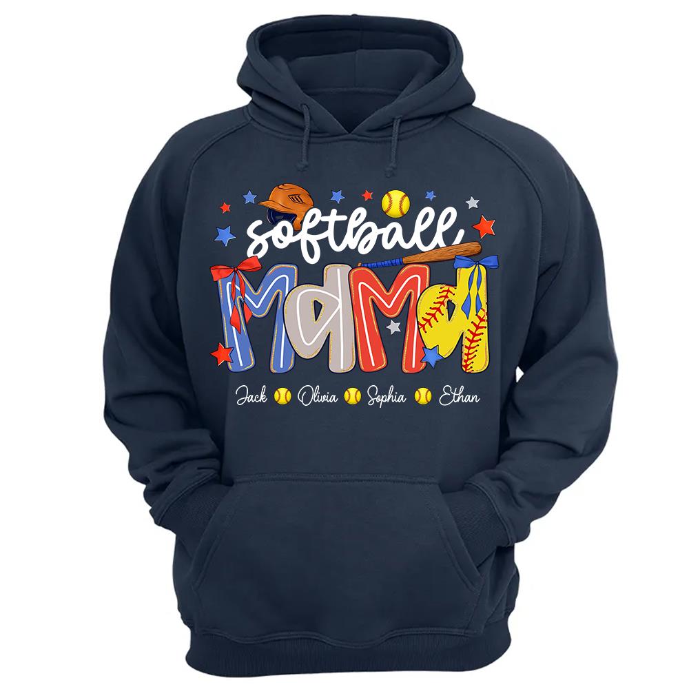 Personalized Softball Mama Shirt, Custom Softball Sports Grandma Nickname Shirt