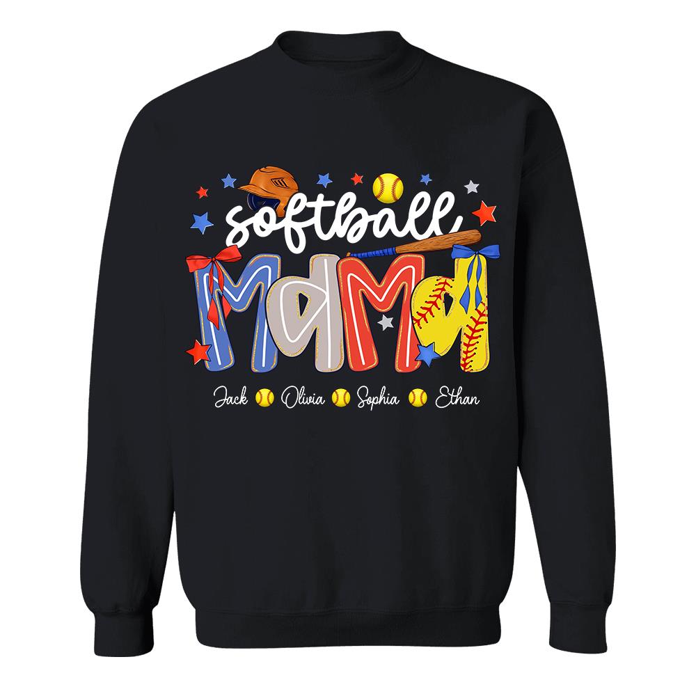 Personalized Softball Mama Shirt, Custom Softball Sports Grandma Nickname Shirt