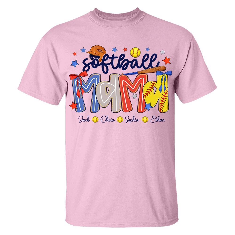Personalized Softball Mama Shirt, Custom Softball Sports Grandma Nickname Shirt
