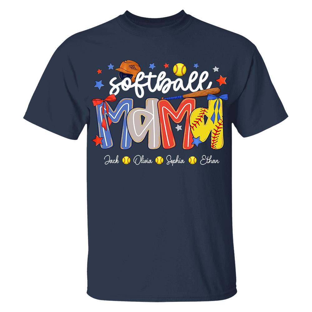Personalized Softball Mama Shirt, Custom Softball Sports Grandma Nickname Shirt