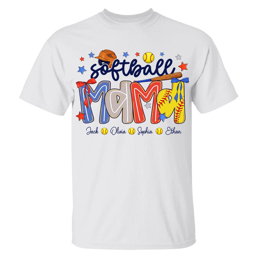 Personalized Softball Mama Shirt, Custom Softball Sports Grandma Nickname Shirt