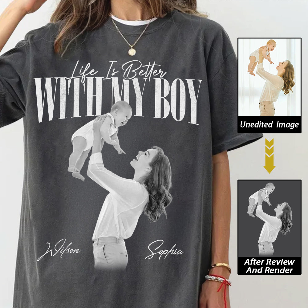 Life Is Better With My Boys - Washed Tee Retro Bootleg Shirt For Boy Mom Na02