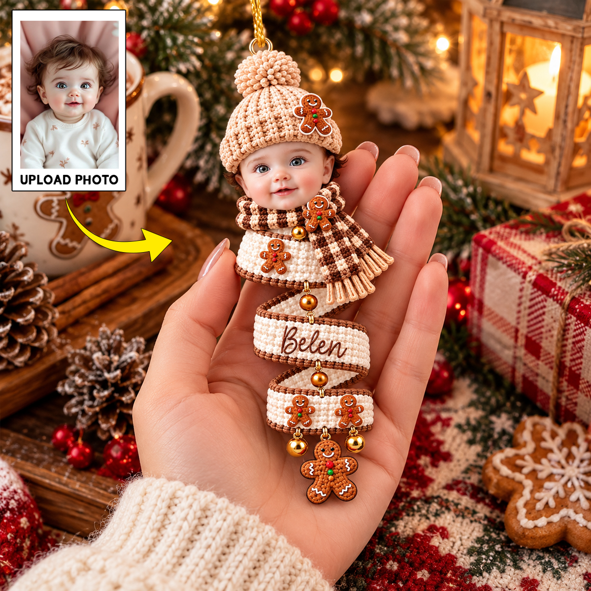 Personalized Baby Face Photo Spiral Acrylic Ornament, Christmas Spiral Ornament, Tree Hanging Christmas Gift T1807 VH01