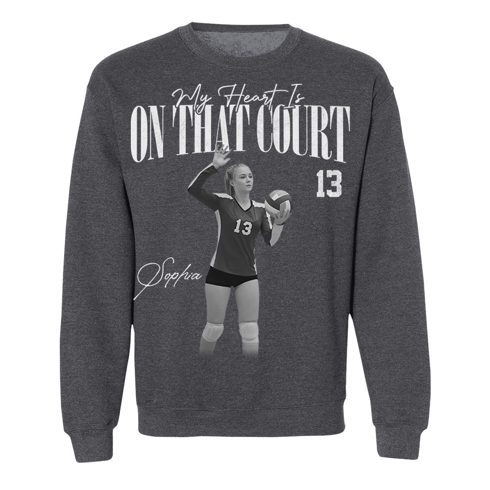 My Heart Is On That Court - Washed Tee Retro Bootleg Shirt For Volleyball Players T1807 Li29