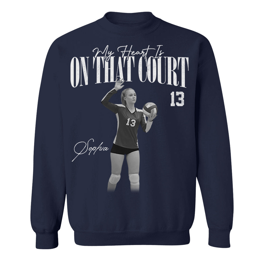 My Heart Is On That Court - Washed Tee Retro Bootleg Shirt For Volleyball Players T1807 Li29