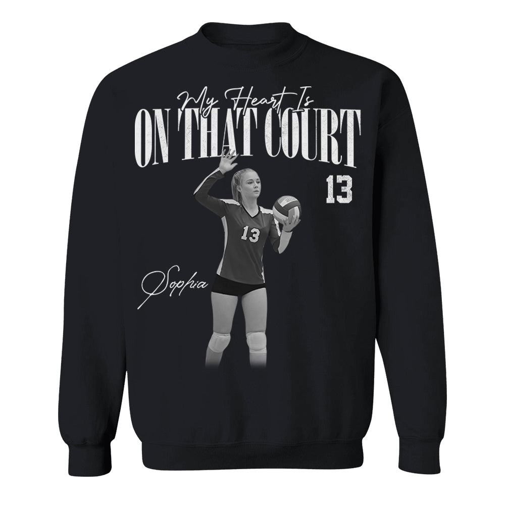 My Heart Is On That Court - Washed Tee Retro Bootleg Shirt For Volleyball Players T1807 Li29