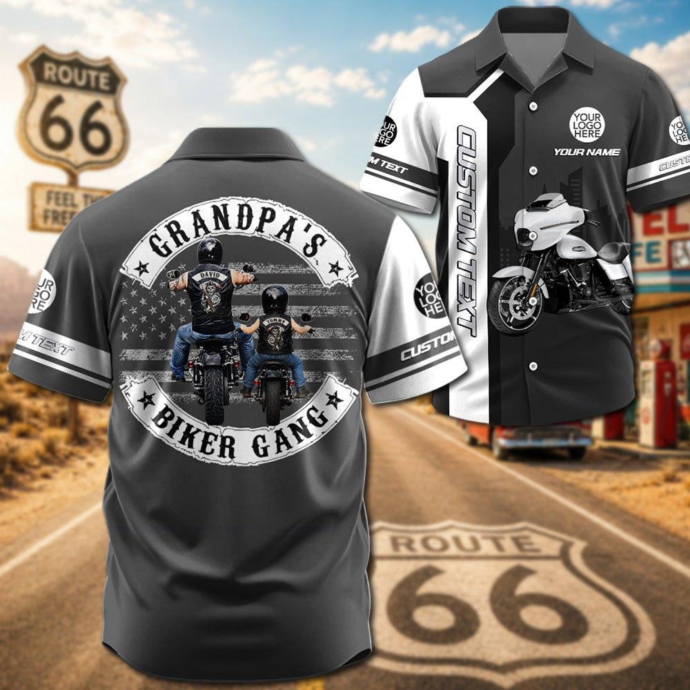 Grandpa’s Biker Gang - Personalized Upload Vechicle PhotoHawaiian Shirt - Personalized Gift For Dad, Grandpa, Biker A2110 Pt99