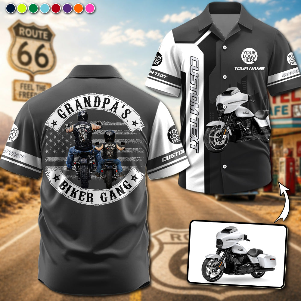 Grandpa’s Biker Gang - Personalized Upload Vechicle PhotoHawaiian Shirt - Personalized Gift For Dad, Grandpa, Biker A2110 Pt99