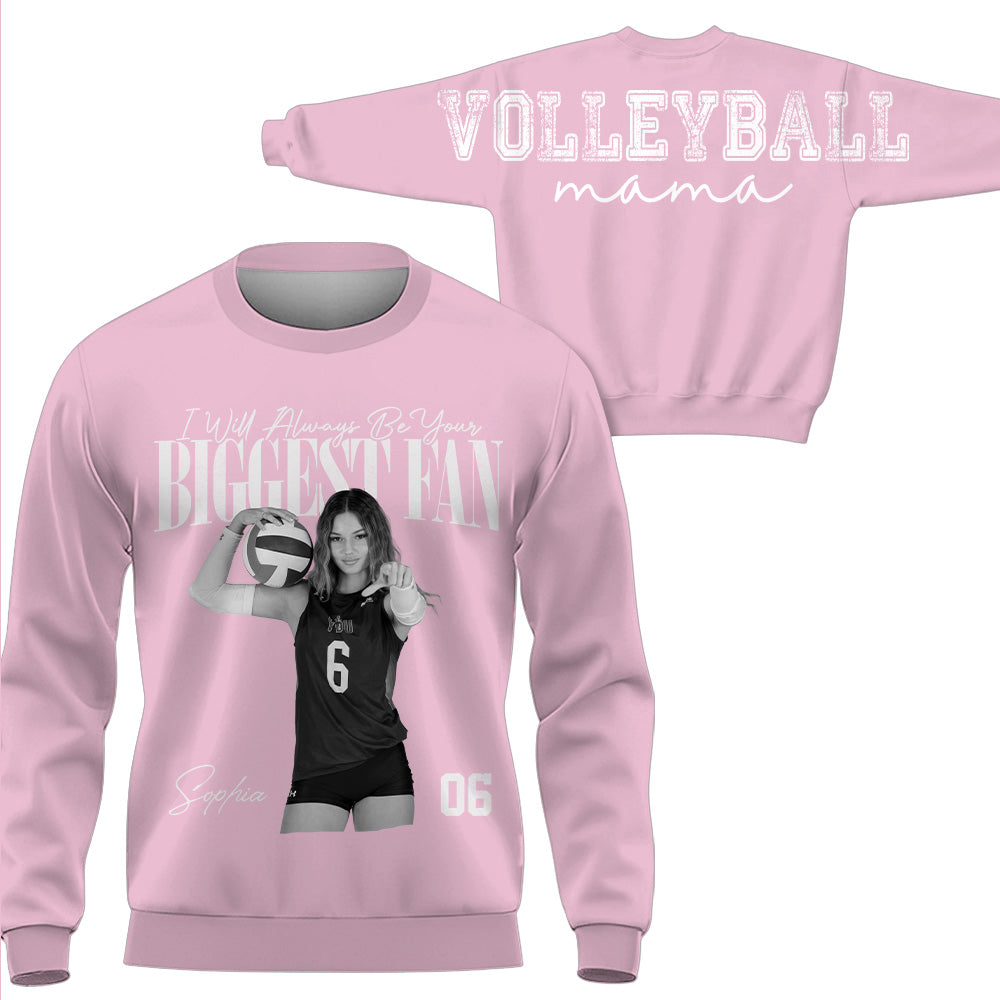 I Will Always Be Your Biggest Fan, Custom Large Back Graphic Volleyball,  Washed Tee Retro Bootleg Shirt, Gift For Volleyball Mom Grandma Sport Family Volleyball Lovers MI209 T24