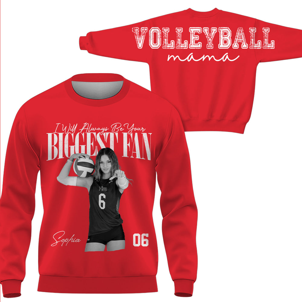 I Will Always Be Your Biggest Fan, Custom Large Back Graphic Volleyball,  Washed Tee Retro Bootleg Shirt, Gift For Volleyball Mom Grandma Sport Family Volleyball Lovers MI209 T24