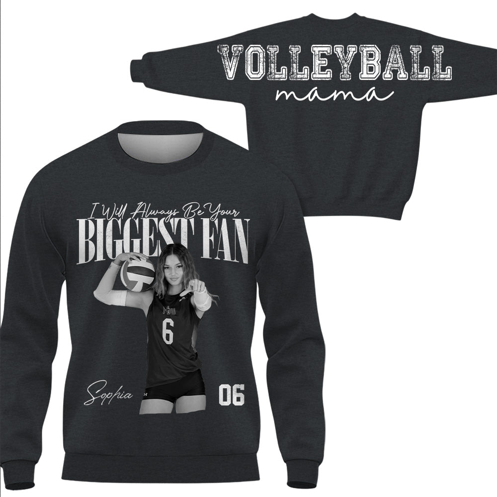 I Will Always Be Your Biggest Fan, Custom Large Back Graphic Volleyball,  Washed Tee Retro Bootleg Shirt, Gift For Volleyball Mom Grandma Sport Family Volleyball Lovers MI209 T24