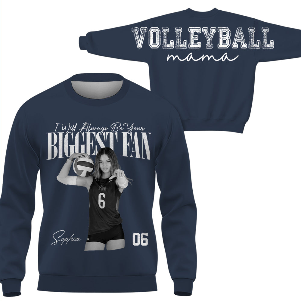 I Will Always Be Your Biggest Fan, Custom Large Back Graphic Volleyball,  Washed Tee Retro Bootleg Shirt, Gift For Volleyball Mom Grandma Sport Family Volleyball Lovers MI209 T24
