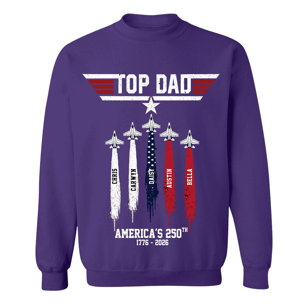 Top Gun Top Dad America 250th Anniversary Personalized T-Shirt for Father & Grandpa NA02 TH23