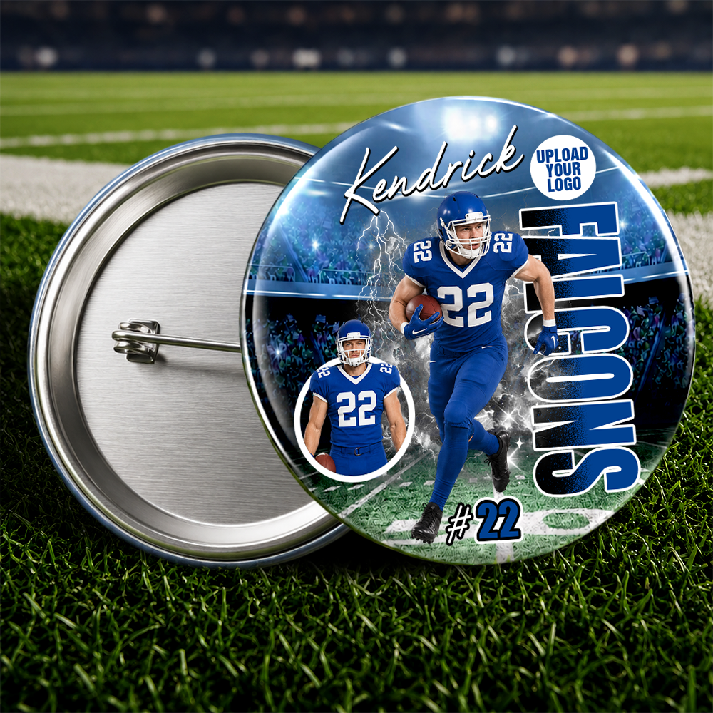 Custom Player Photo Pin Buttons Game Day Gift for Football Mom Dad Family  Accessories Gift K1702 MT2
