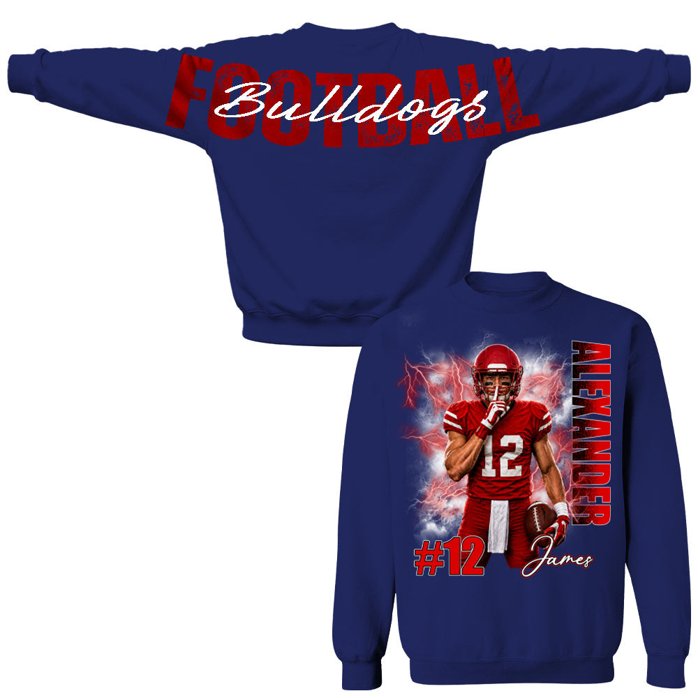 Custom Football Mom Sweatshirt With Picture And Number, Large Back Graphic Team Name L0411 Nh00
