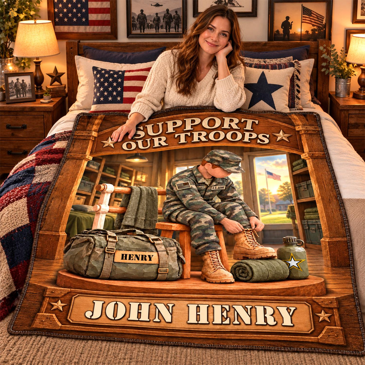 Personalized US Army Soldier Blanket – Proud to Serve, Custom Name Military Christmas Gift For Military Soldier C2408 Hv01 KL07