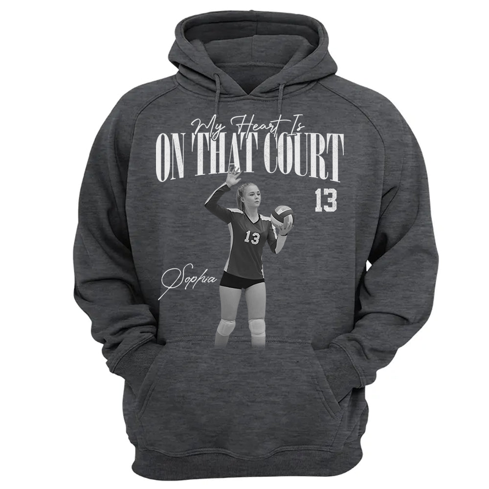 My Heart Is On That Court - Washed Tee Retro Bootleg Shirt For Volleyball Players T1807 Li29