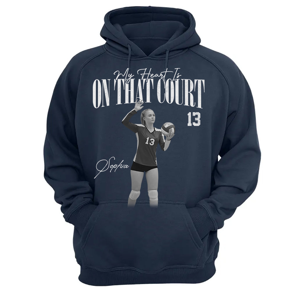 My Heart Is On That Court - Washed Tee Retro Bootleg Shirt For Volleyball Players T1807 Li29