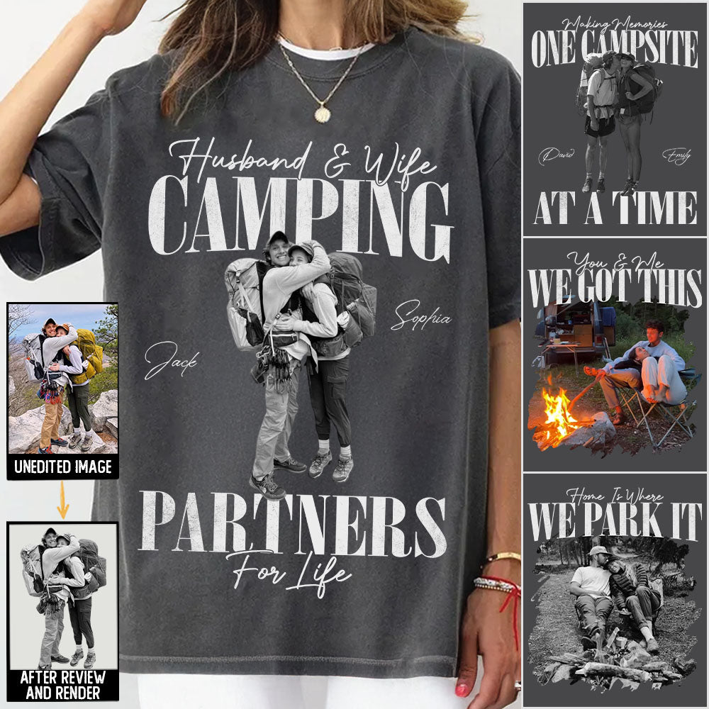 Camping Partners For Life - Vintage Shirt Custom Photos For Camping Couple Family NA04 Pt99