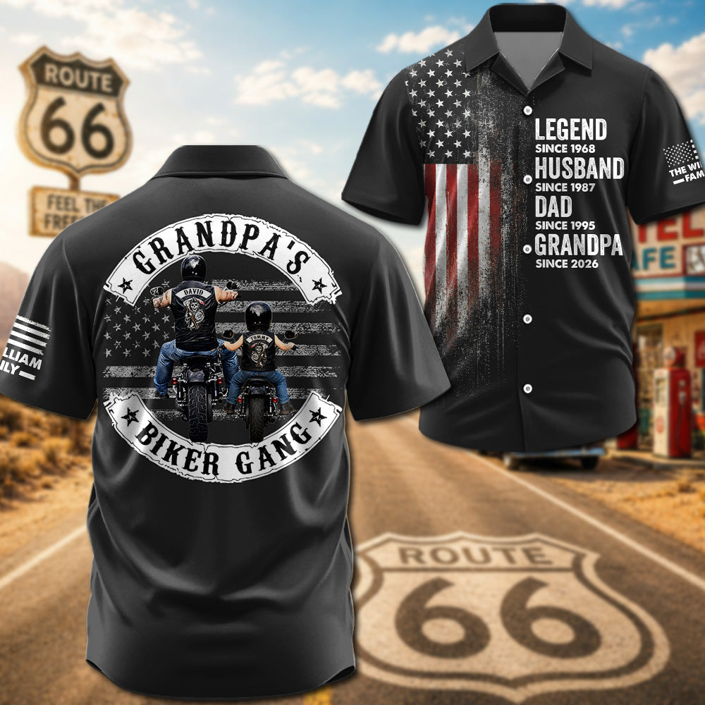 Grandpa’s Biker Gang - Custom Name Father's Day Hawaiian Shirt - Personalized Gift For Dad, Grandpa, Biker A2110 Pt99