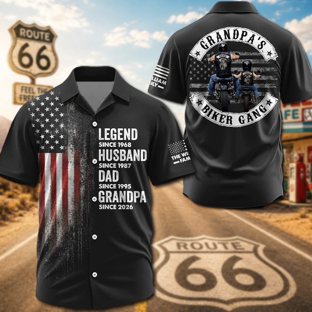 Grandpa’s Biker Gang - Custom Name Father's Day Hawaiian Shirt - Personalized Gift For Dad, Grandpa, Biker A2110 Pt99