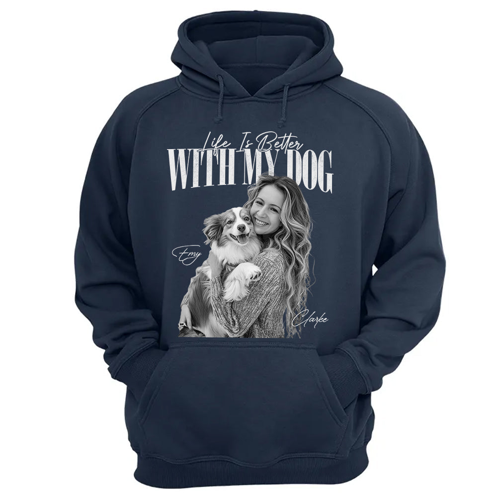 Life Is Better With My Dog - Washed Tee Retro Bootleg Shirt For Dog Lovers T1807