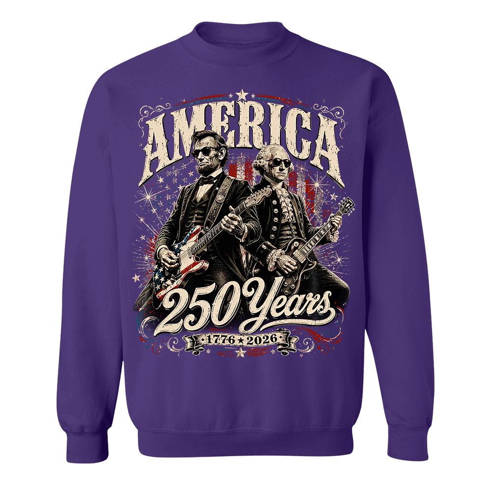 250 Years America Anniversary Guitar Shirt, George Washington & Lincoln Playing Guitar, Funny 4th of July Rock Tee Hv01