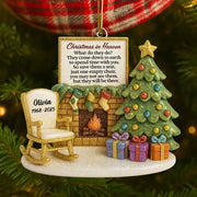 Christmas In Heaven Chair At Fireplace - Personalized Acrylic Ornament - Christmas Memorial Keepsake For Family Hv01