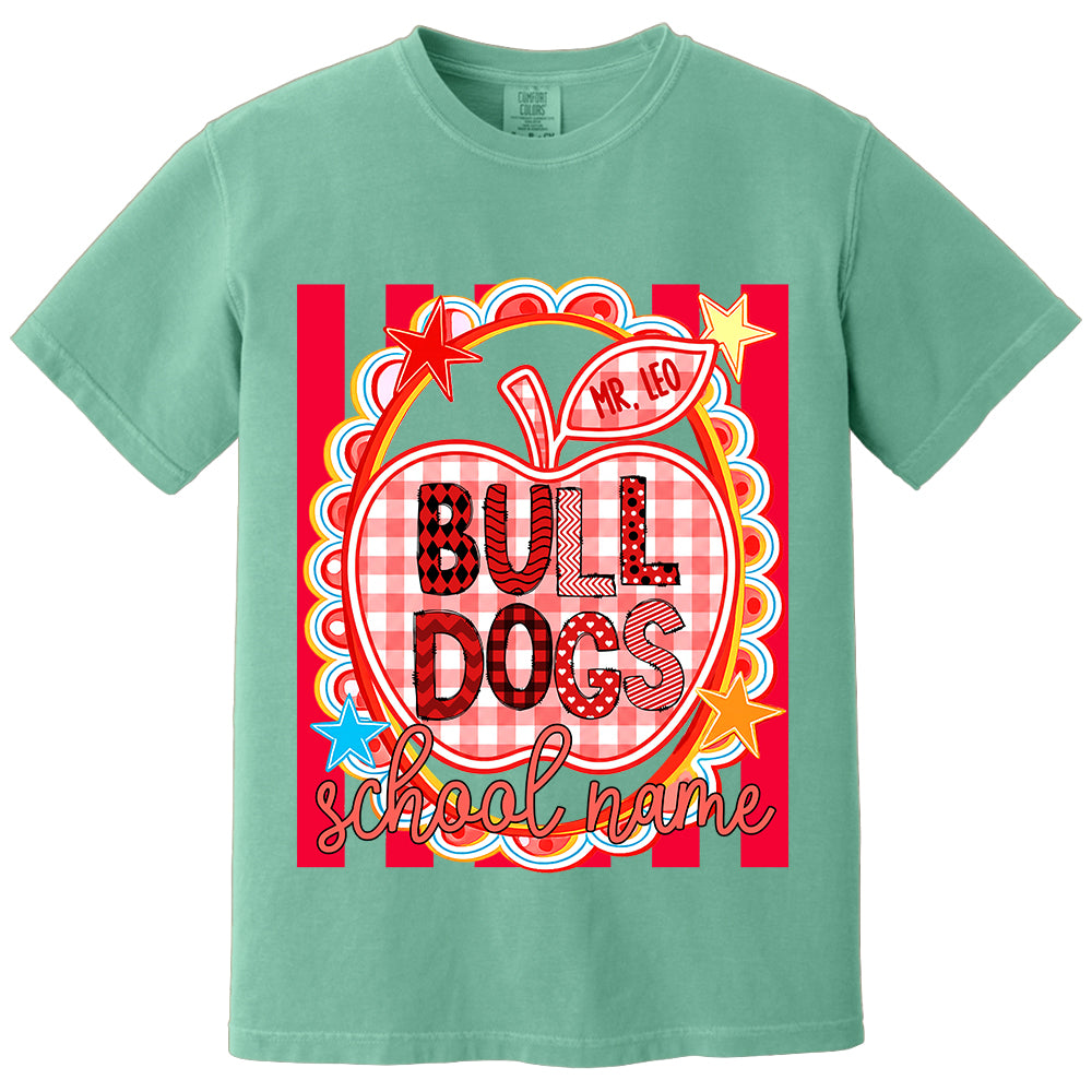 Personalized School Mascot Doodle Pattern T-Shirt For Teacher, Preppy Back To School, Gifts For Teacher Student MI209 TH23