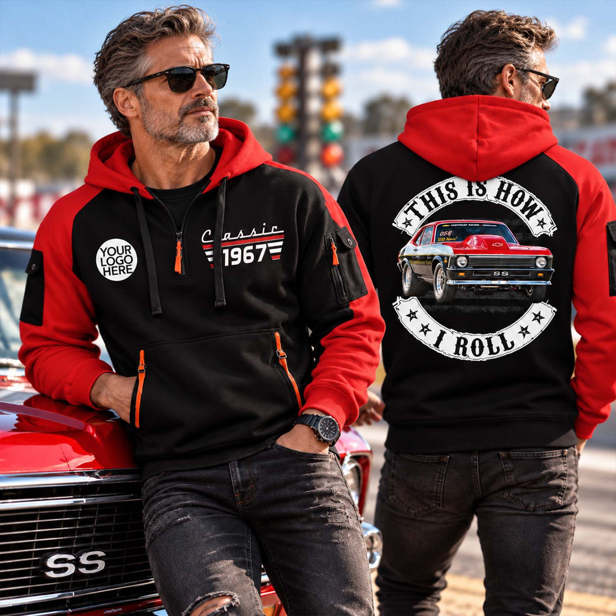 This Is How I Roll - Custom Photo Classic Car Half Zipper Hoodie - Gift for Dad, Grandpa & Car Lovers A2110 Pt99 TL06