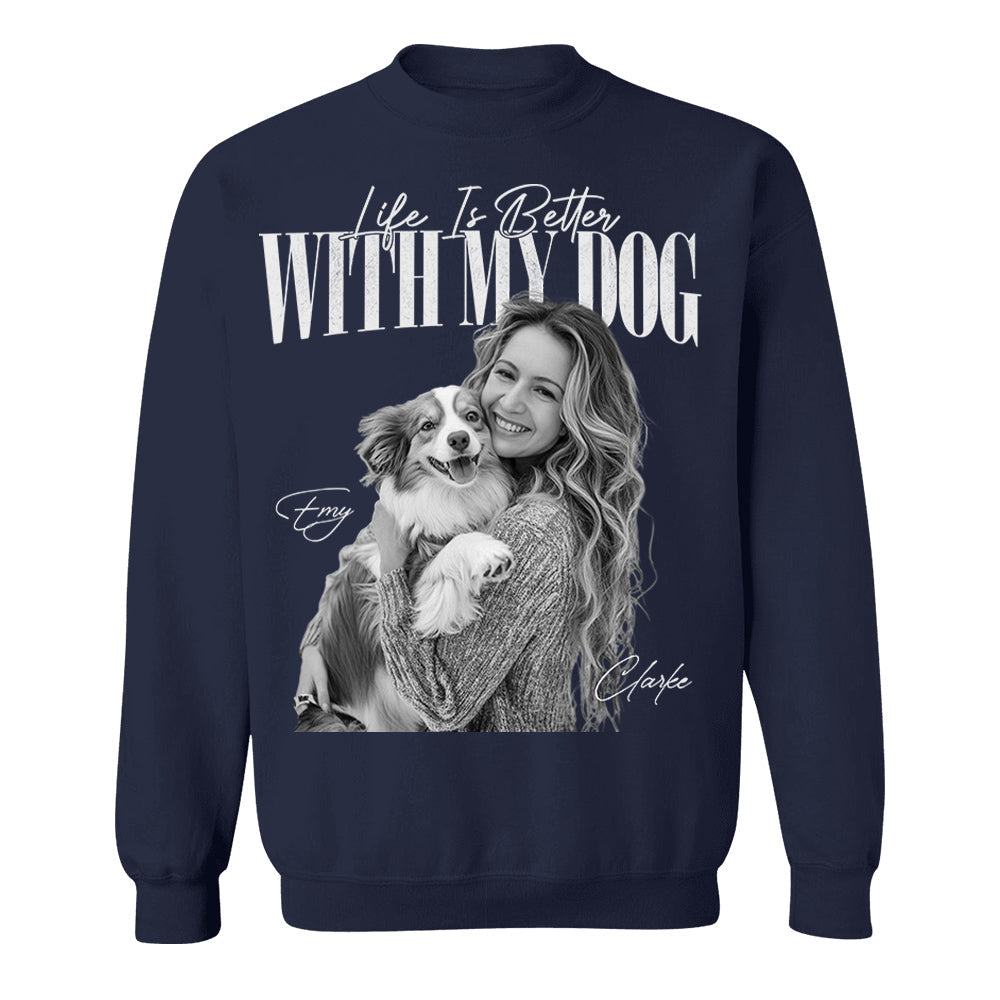 Life Is Better With My Dog - Washed Tee Retro Bootleg Shirt For Dog Lovers T1807