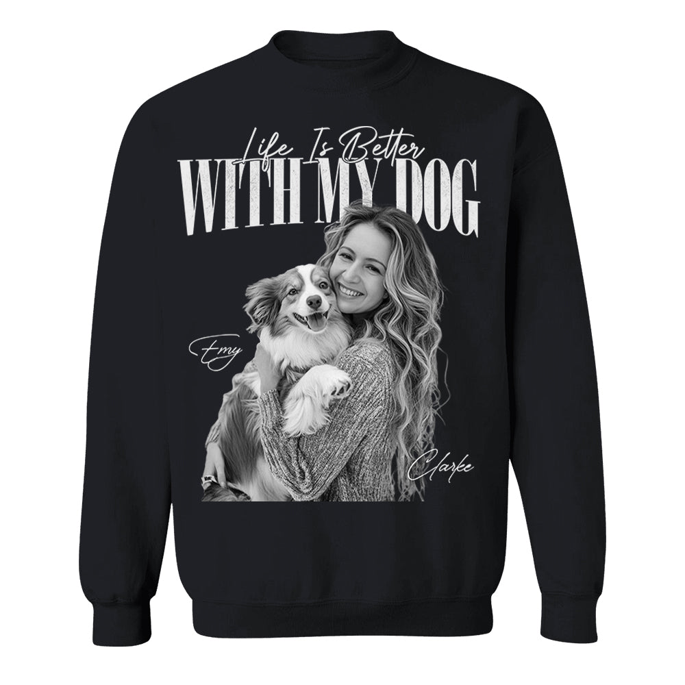 Life Is Better With My Dog - Washed Tee Retro Bootleg Shirt For Dog Lovers T1807