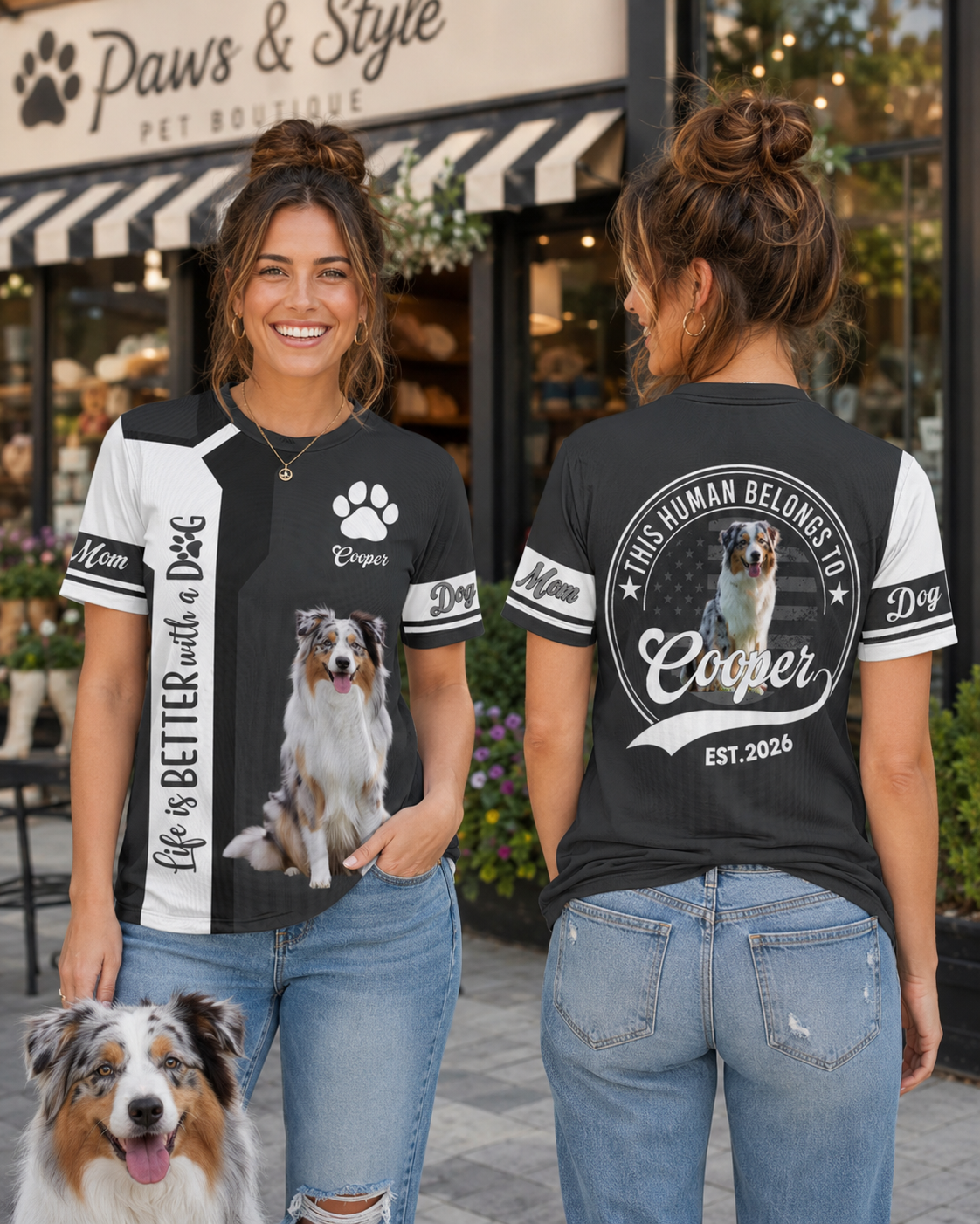 Life Is Better With A Dog, Australian Shepherd, Personalized Dog Mom Dog Dad Shirt, Gift For Dog Lover T1807