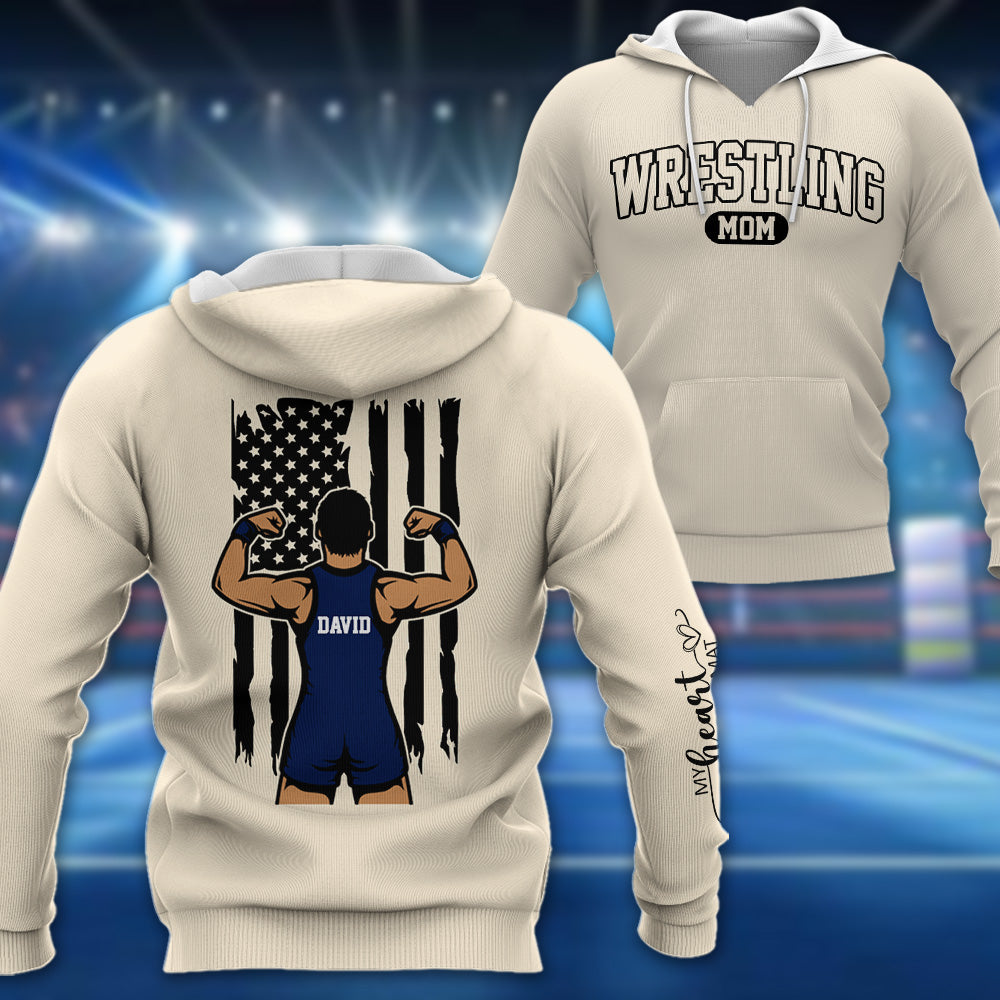 Wrestling Mom - My Heart Is On That Mat - Personalized Shirt For Wrestling Family NA04 Pt99