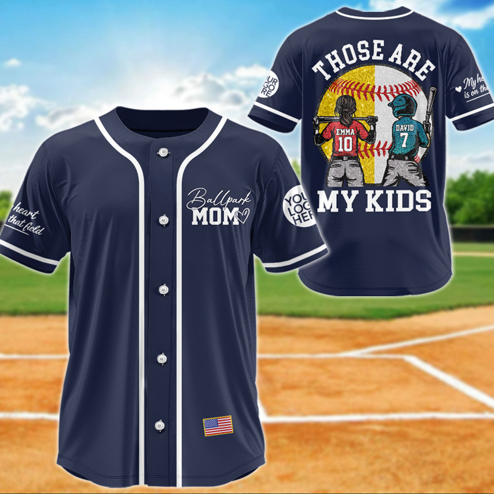 Baseball Softball Mom Ballpark Mom - Personalized Baseball Jersey - Those Are My Kids Baseball Jersey Gift For Sport Family T1807 Pt99