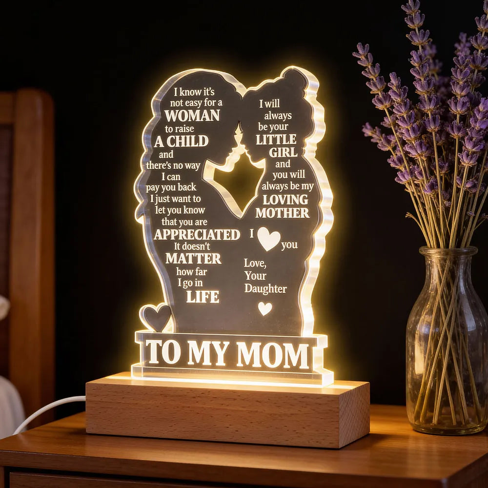 To My Mom Personalized Acrylic Block LED Night Light Heartfelt Gift For Mom, Grandma Li29