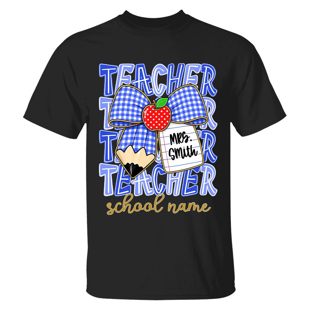 Personalized Coquette Bow Teacher Para Librarian Counselor Appreciation Back to School, Custom Job Title Teacher Name, Gifts For Teacher MI209 Hv01