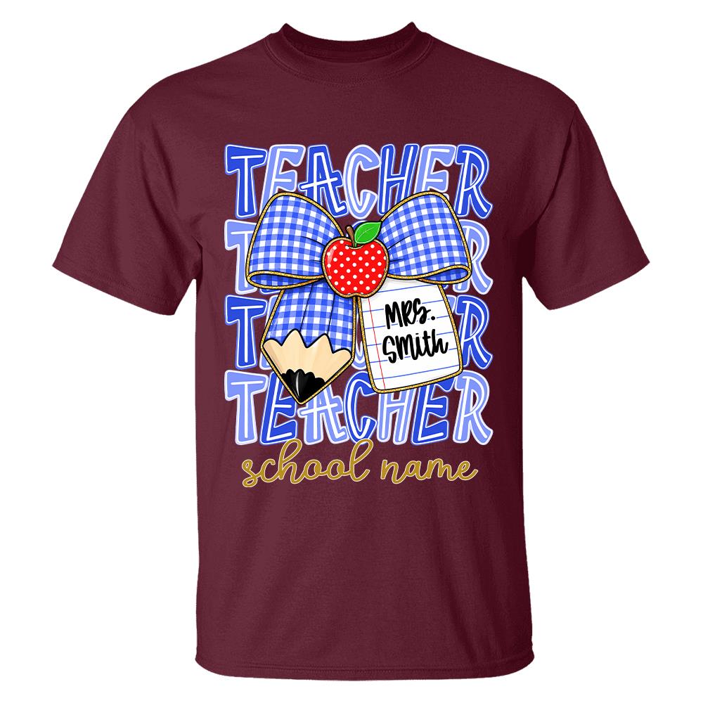 Personalized Coquette Bow Teacher Para Librarian Counselor Appreciation Back to School, Custom Job Title Teacher Name, Gifts For Teacher MI209 Hv01