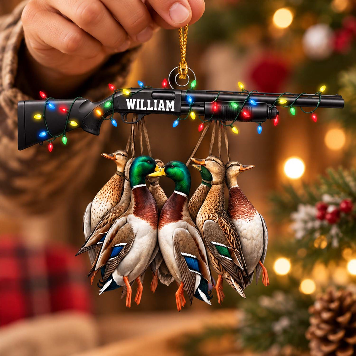 Personalized Duck Hunting Ornament , Custom Hunting Lovers Christmas Ornament Pt99