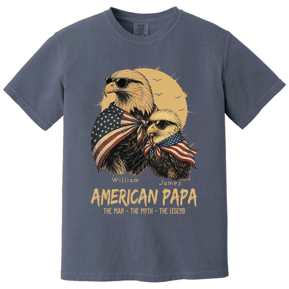 American Dad The Man The Myth The Legend, Personalized Papa T-Shirt Father's Day, Cool Dad Eagle Tee, Gifts for Dad Husband MI209 VH01