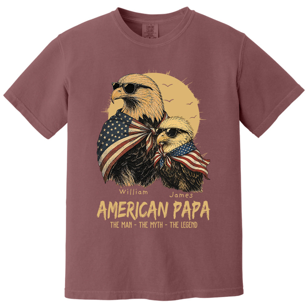 American Dad The Man The Myth The Legend, Personalized Papa T-Shirt Father's Day, Cool Dad Eagle Tee, Gifts for Dad Husband MI209 VH01