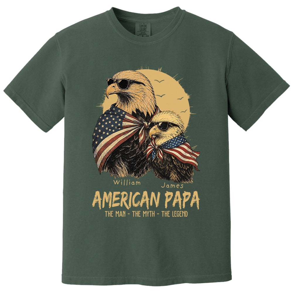 American Dad The Man The Myth The Legend, Personalized Papa T-Shirt Father's Day, Cool Dad Eagle Tee, Gifts for Dad Husband MI209 VH01