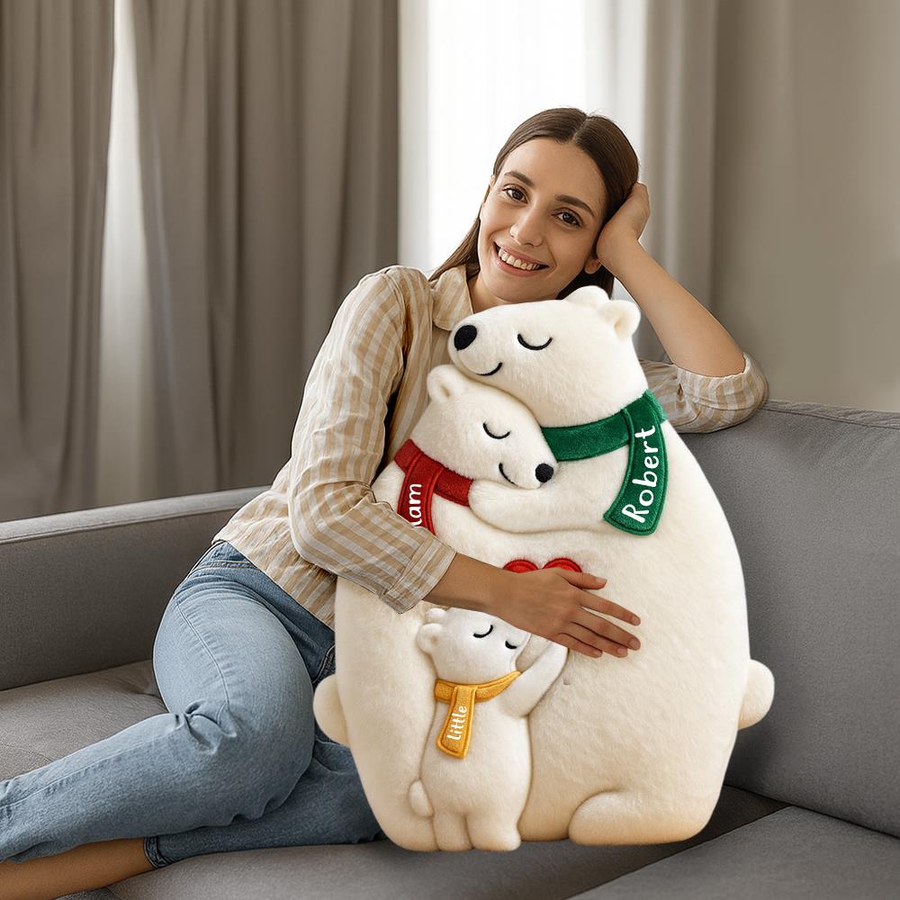 Bear Family Hugging Ugly Plush Pillow, Personalized Gifts For Family Nh00