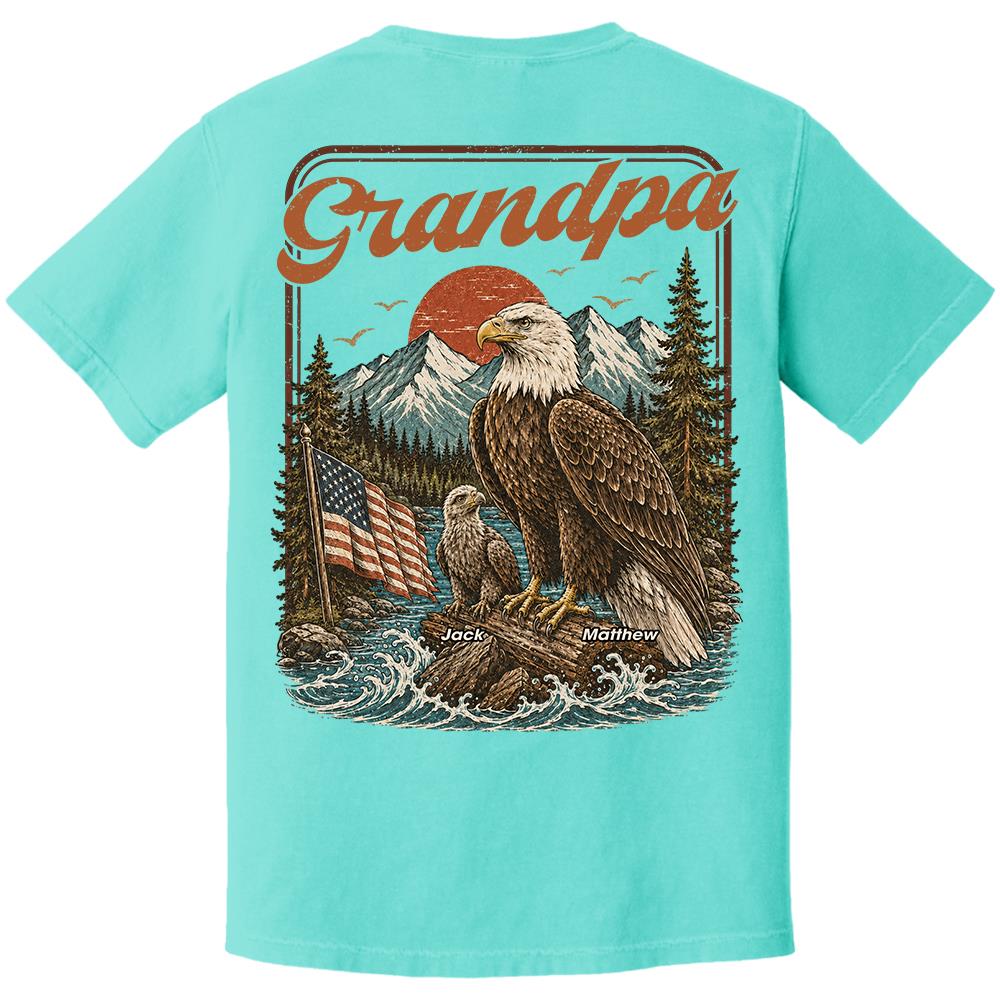 Personalized Papa America Eagle Patriotic T-Shirt Father Day Gifts for Dad Funny Papa Tshirt Cool Daddy Eagle Vintage Retro Shirt for Men Hv01